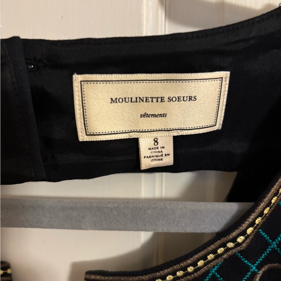 Moulinette Soeurs Black and Orange Embroidered Midi Dress - Picture 2 of 5